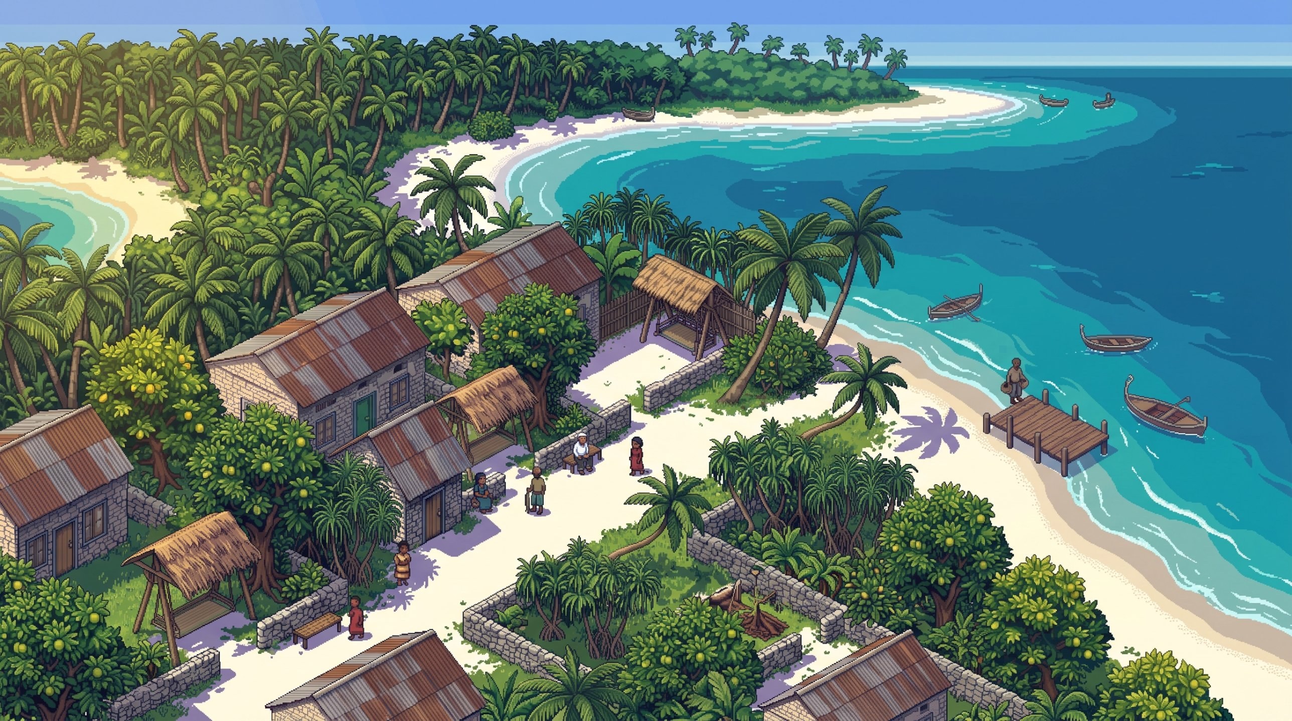 A Maldivian island village by the lagoon